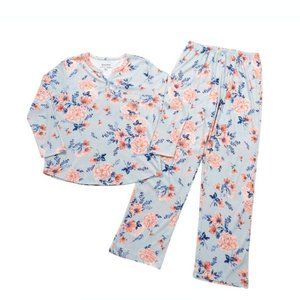 New Karen Neuburger Pajama Henley Long Sleeve and Pant Floral Print PJ Set